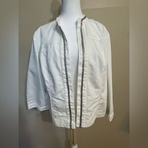 Chico's women’s white with silver detail cotton blend Jacket